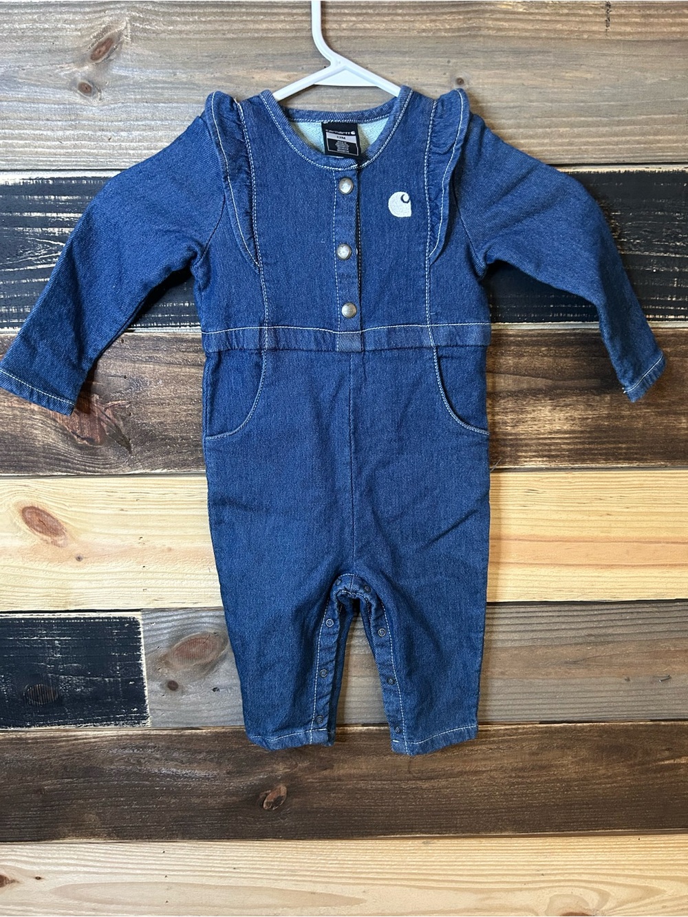 Carhartt Toddler Indigo Denim Jumpsuit with Logo